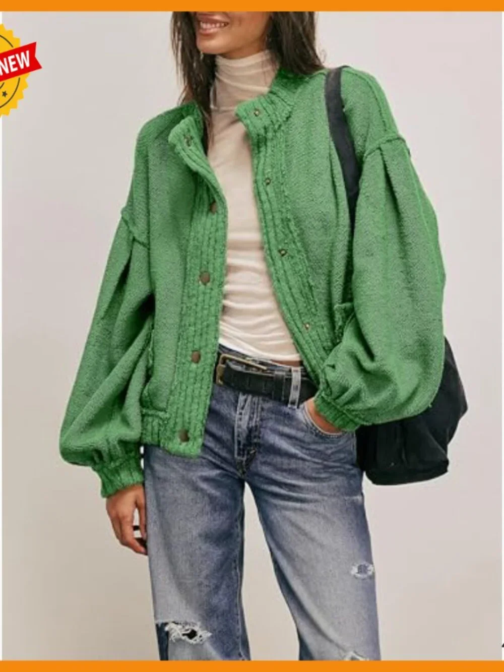 Oversized Cable Knit Cardigan Sweater Open Front Long Sleeve Fall Outerwear - Picture 2 of 7